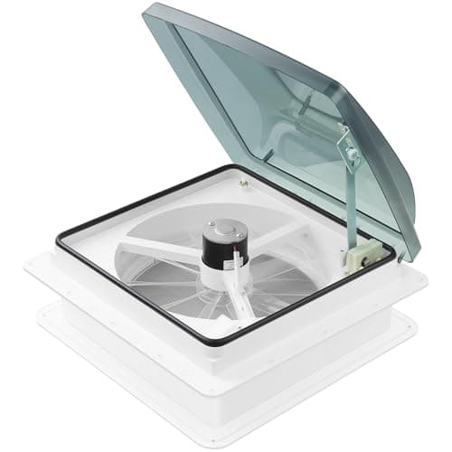 Kohree 14 RV Vent Fan 10 Speed Reversible Manual Lift 12V Super Quiet RV Roof Vent Fan for Camper Trailer Bathroom RV Exhaust Fan with 10 Blades NO REMOTE
