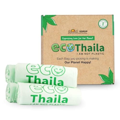 Eco Thaila - ECO Friendly Garbage Bags | Large - 40 Bags (4 Rolls, 10 bags each) | 24 X 32 Inches | Compostable & Biodegradable | Trash/Dustin Cover | Leak-Proof, No Smell | For Dry & Wet Waste Bag