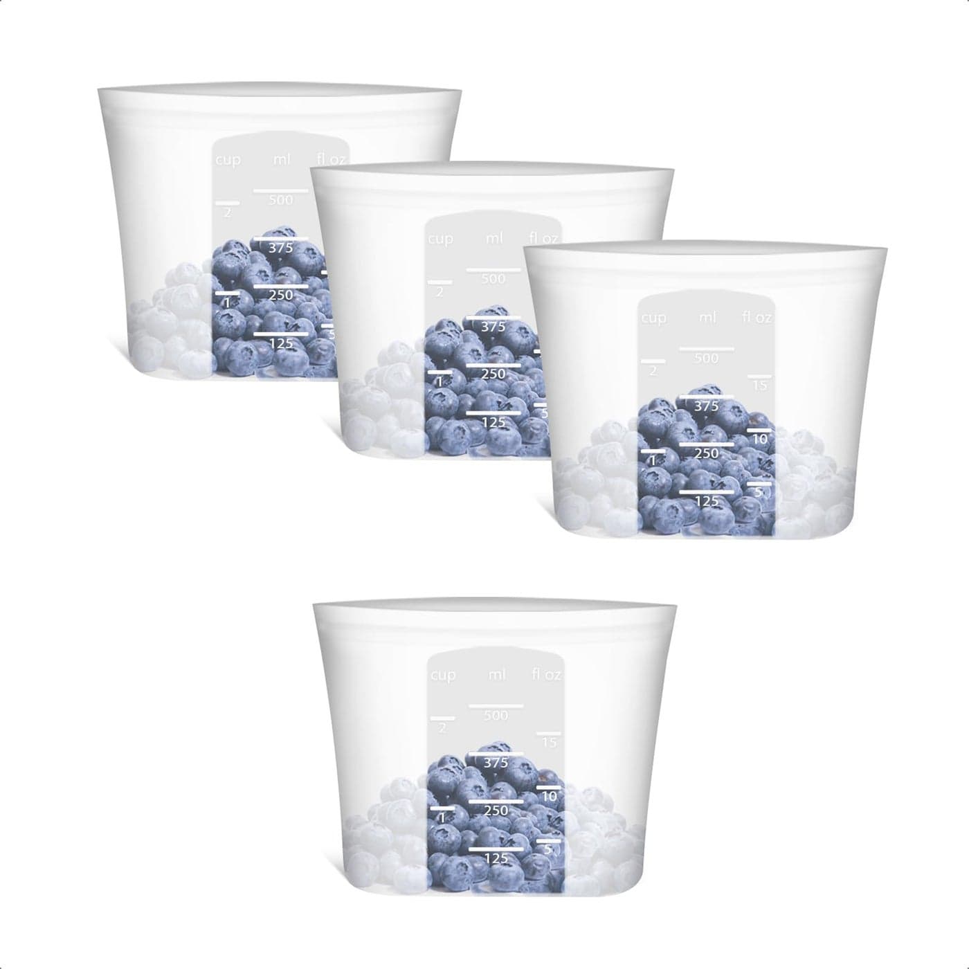 Annaklin Reusable Snack Bags 4 Pack Stand Up 100 Silicone Reusable Storage Bag Ziplock Silicone Food Storage Containers Snack Size Freezer Microwave Oven Dishwasher Safe Translucent 16oz