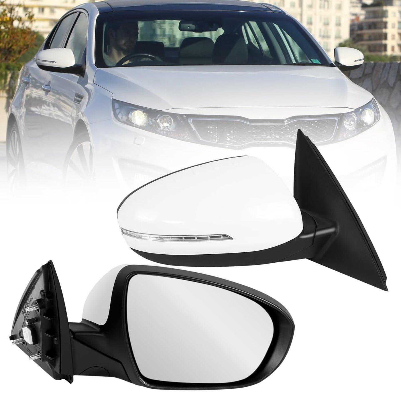 2011 2012 2013 Right Passenger Rear Door Mirror Compatible with Kia Optima EX LX SX View Mirror with FoldinginhousingSignal Light SystemHD GlassReplace 876202T110 KI1320152White5pins