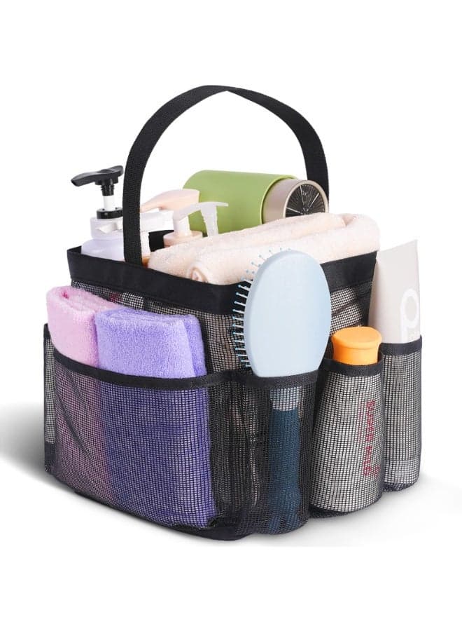 Mesh Shower Caddy Portable for College Dorm Room Essentials Travel Storage Bag , Polyester Drawstring Beach Toiletry Pouch , Portable Shower Caddy Dorm with 8-Pocket Large Capacity, Multi-Pocket Cosmetic Makeup Organizer , Single Handle Carry Bag For Shoes Cosmetics , Shower Bag for Beach,Swimming,G