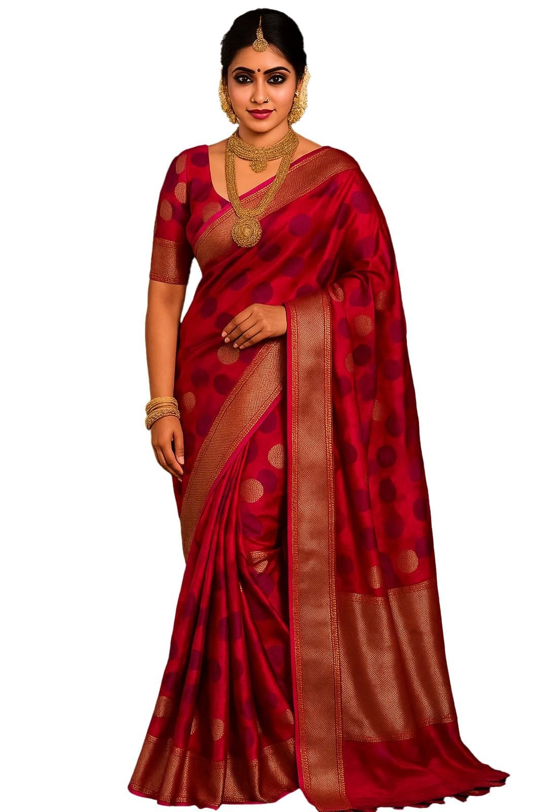 Yashika Women Banarasi Kanjivaram Silk Woven Saree Set with Blouse |saree for Women | Saree | New Sari | Latest Saree