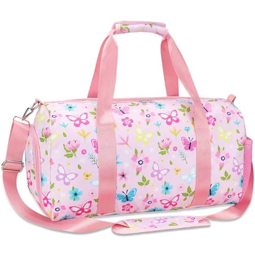 Gym Travel Duffle Bag for Girls Gymnastics Sports Dance Bag with Shoe Compartment Wet Pocket Starry Sky Kids Travel Bag Teens Weekender Sleepover Carry On Bag