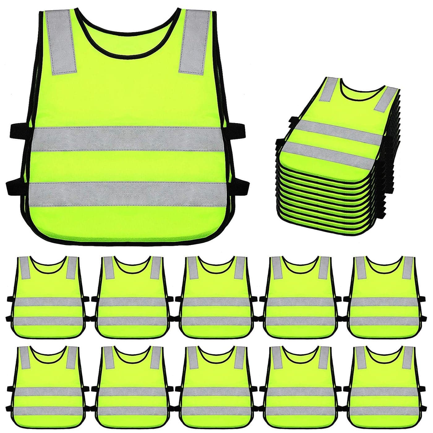 Geyoga Kids Reflective Vest Child Safety Visibility Vest for Cycling Skiing (10 Pieces)