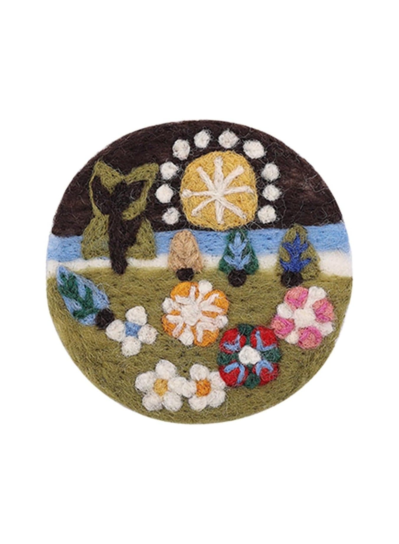 Handmade Wool Felt Beverage Coasters Forest Design Desktop Decoration for Home and Office