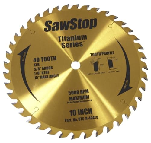 SawStop Titanium Series Premium Woodworking Blade - 40 Tooth | BTS-R-40ATB