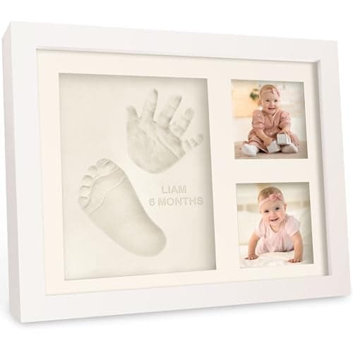 Baby Hand and Footprint Kit - Quick Dry Clay Baby Footprint Kit, Newborn Keepsake, Nursery Picture Frame for Boys, Girls, Personalized Gifts for Shower & Registry, New Mom Gift (Alpine White)