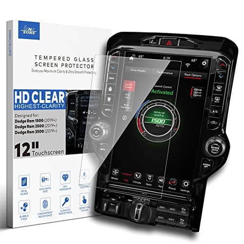 INNOSURE 9H Tempered Glass Screen Protector Designed for 2019 2020 2021 2022 2023 TRX Uconnect Dodge Ram 1500 2500 3500 12 Inch Screen Glossy Cover Anti Scratch Anti Fingerprint (HD Clear)