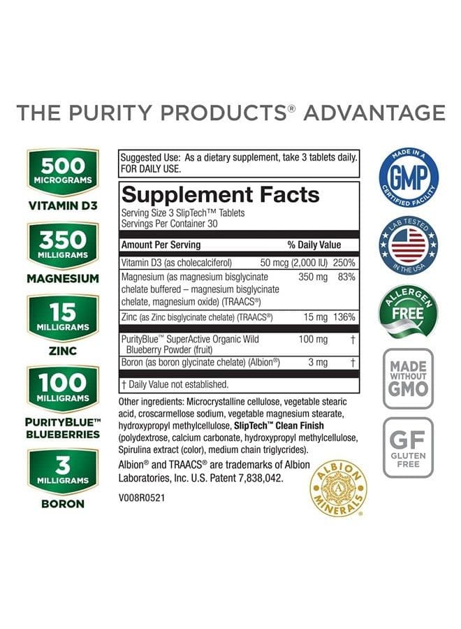 MagBlue by Purity Products - Magnesium Bisglycinate Buffered & More - 90 Tablets