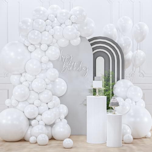 PartyWoo Pearl White Balloons 85pcs Different Sizes Pack of 18 12 10 5 Inch Metallic White Latex Balloon Arch Kit Garland for Wedding Graduation Baby Shower Birthday Party Decorations WhiteZ30