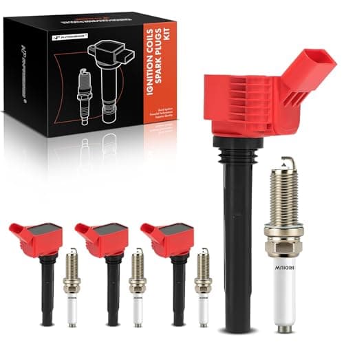 APremium Red Set of 8 Ignition Coil Pack and Iridium Spark Plugs Compatible with Volkswagen Jetta Passat Golf Beetle GTI Audi A4 A4 allroad Q5 Q7 A5 Sportback A6 Quattro A3 TT Quattro