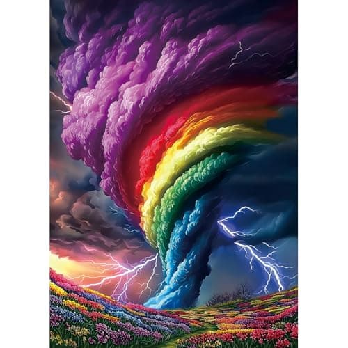 Blueforest 1000 Piece Puzzles for Adults Rainchbow Tornado Jigsaw Puzzles for Adults Hard Challenge Art Jigsaw Puzzle for Gifts Birthday Party Games Family 275 197 inch Dust Free Puzzle