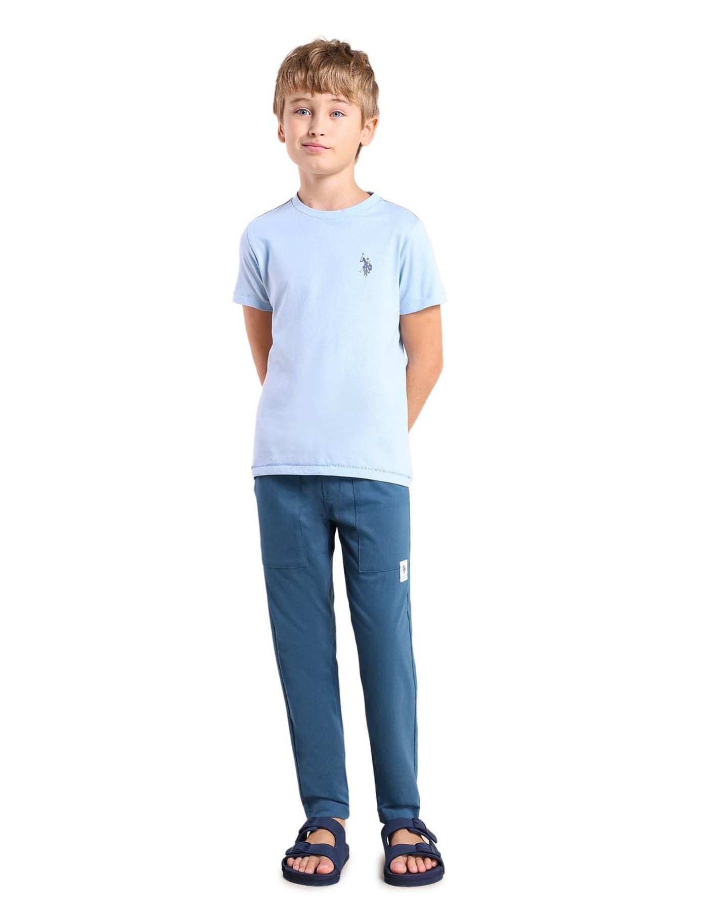 U.S. Polo Assn Boys Solid Regular Fit Cotton Track Pants (Navy 12-14Y)