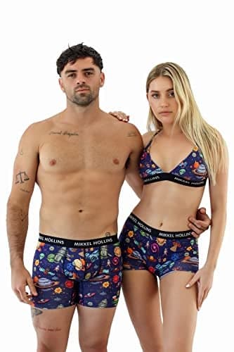 MIKKEL HOLLINS Matching Underwear For Couples - Ultra Soft Tencel Mens Boxer Brief Space - Couple Gifts - His and Hers Matching Undies Sets (Space)(Medium)