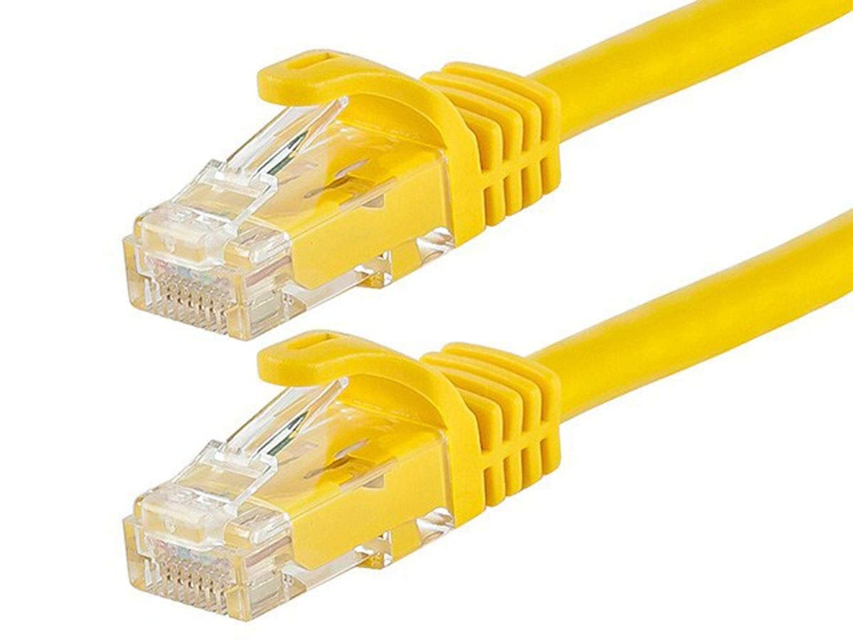 Monoprice Cat6 6in Yellow Patch Cable UTP 24AWG 550MHz Pure Bare Copper Snagless RJ45 Flexboot Series Ethernet Cable- Pack of 1