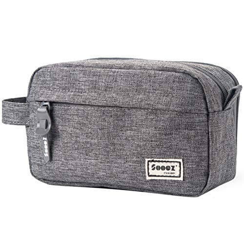 Sooez High Capacity Pencil Case, Big Pencil Bag Pouch Box Organizer Pen Case, Portable Journaling Supplies with Easy Grip Handle & Loop, Asthetic Supply for Girls Adults, Grey