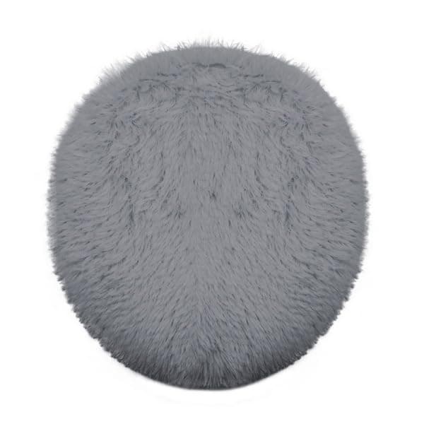 Insun Soft Fluffy Toilet Seat Cover, Washable Absorbent Lid Cover, Adjustable Non Slip Backing for Most Bathroom Toilet Lids Light Grey 17.7" x 19.7"