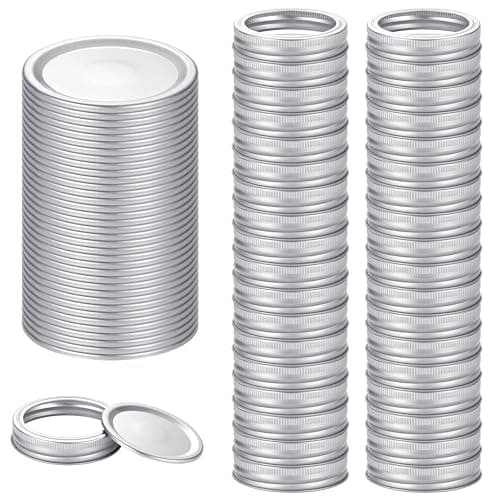 72Pcs Canning Lids with Rings Regular Mouth, for Ball, Kerr Jars - Split-Type Metal Mason Jar Lids for Canning - 100% Fit & Airtight for Jars (36Lids+36Rings for Regular Mouth)