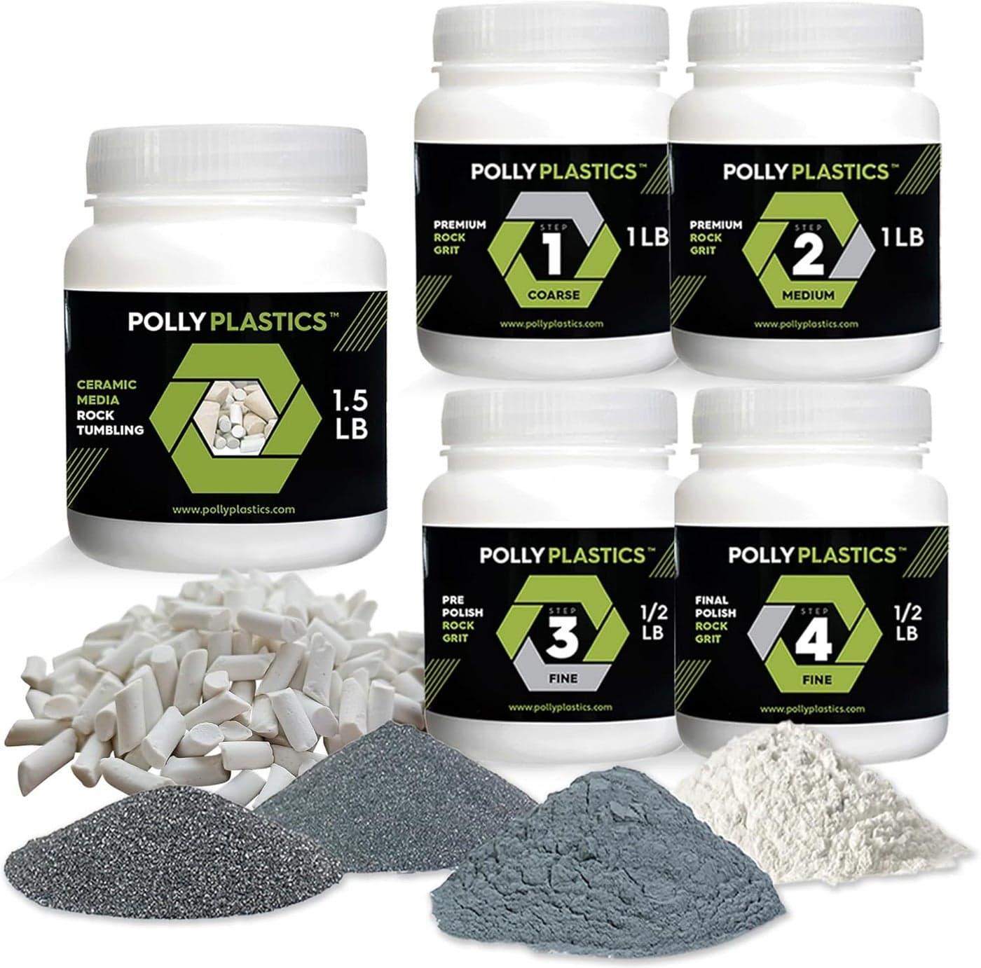 Polly Plastics Rock Tumbler Tumbling Media Grit Kit & Ceramic Filler