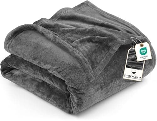 Utopia Bedding Fleece Blanket California King Size Grey 300GSM Luxury Fuzzy Soft Anti-Static Microfiber Bed Blanket (102x96 Inch)