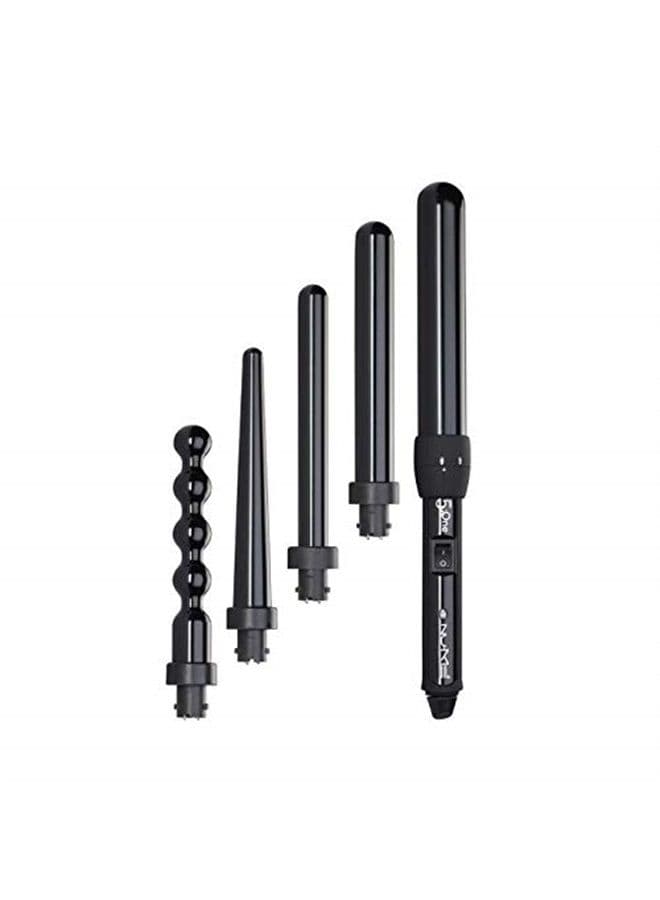 Lustrum 5 in 1 Tourmaline Ceramic Curling Wand Set with Interchangeable Barrels, Digital Display, Automatic Shutoff Feature. Heat Up to 410°F