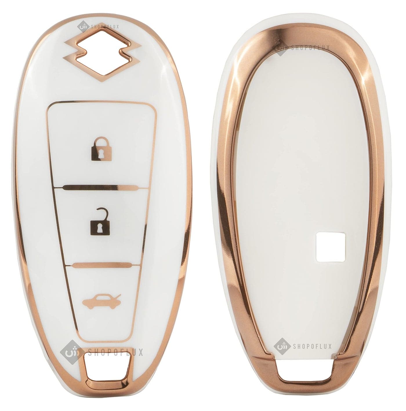 Shopoflux® TPU Key Cover Compatible with Baleno, Breeza, S Cross, Ciaz, Swift 3 Button Smart Key (White)