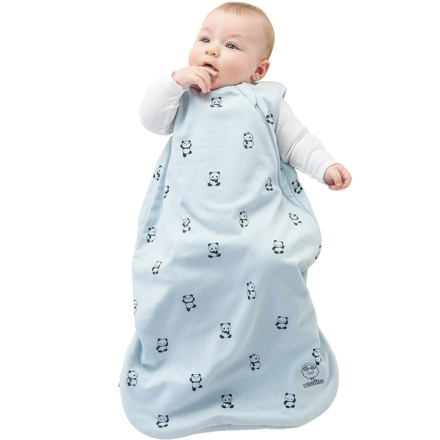 Woolino Merino Wool and Organic Cotton Baby Sleep Bag 4 Season Classic Sleep Sack for Baby TwoWay Zipper Sleeping Bag for Baby and Toddler 06 Months Panda