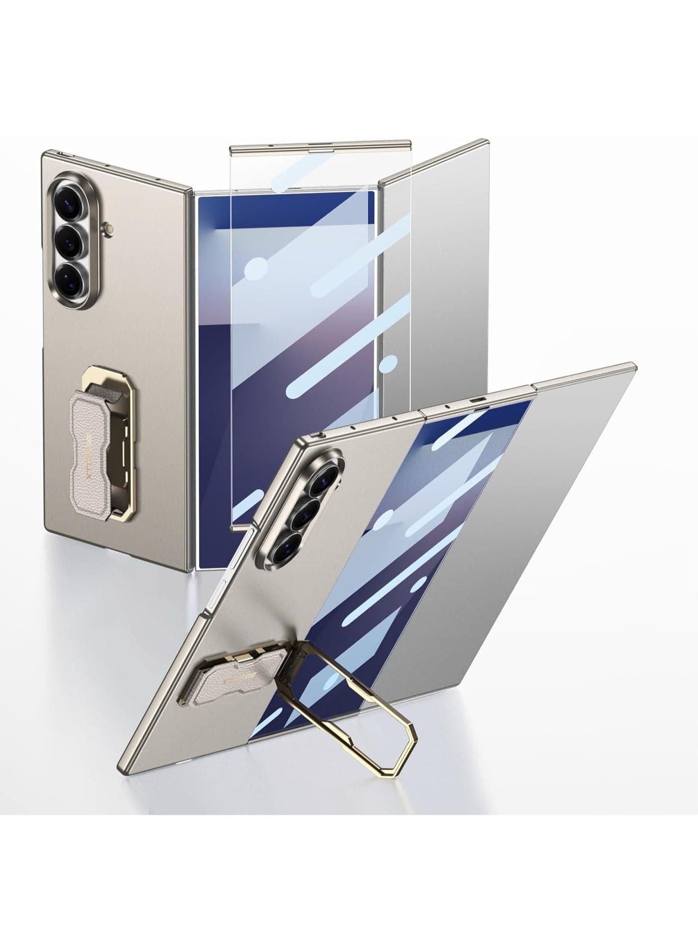 Case Compatible with Samsung Galaxy Z Trifold 5G 【Built-in Screen Protector】 Frosted Hard PC Shockproof Protective Cover with Magnetic Rotating Folding Wristband Stand