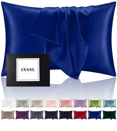 INSSL Silk Pillowcase for Women, Mulberry Silk Pillowcase for Hair and Skin and Stay Comfortable and Breathable During Sleep(Egyptain Blue,Standard)