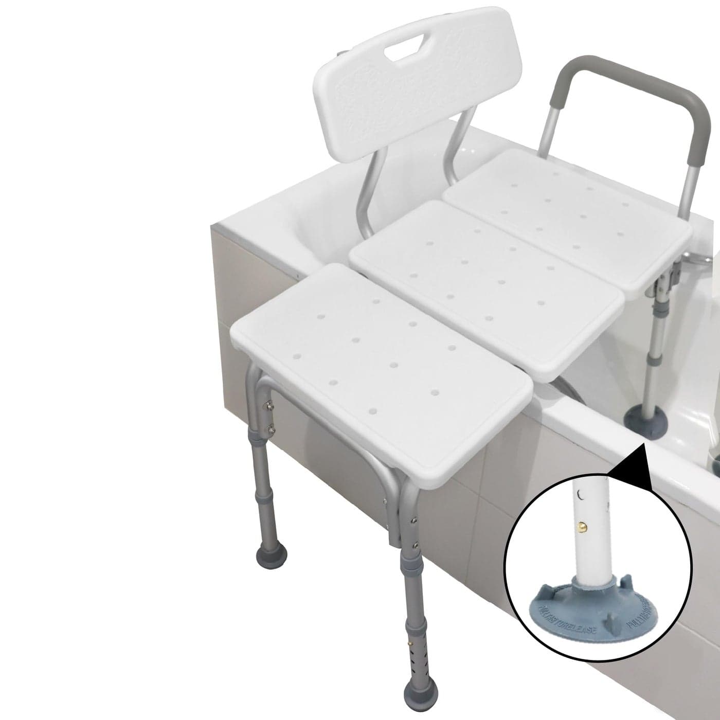 PEPE Mobility Tub Transfer Bench Shower Bench for Elderly Sturdy Non Slip Bathtub Seats White