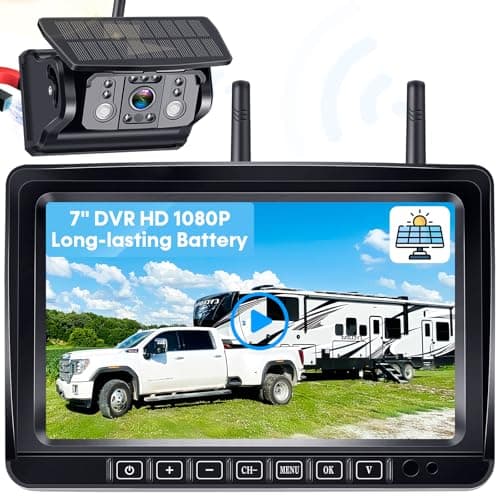 Wireless RV Backup Camera Magnetic Mount 1080P Crystal Clear Night Vision 65ft Strong Signal 18H Battery IP69K Waterproof 7 HD Monitor 1Min NoDrill Install for Trailer Truck Camper Motorhome