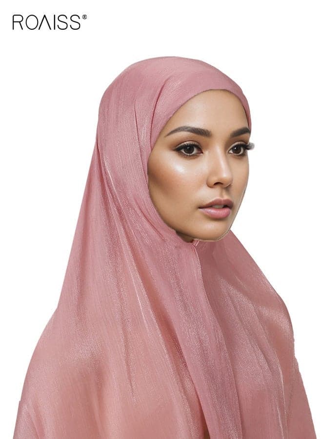 Chiffon Solid-Color Women's Headscarf with Built-in Lining Cap Lightweight, Sheer, and Lustrous Shawl An Elegant Headwear Accessory for Daily Wear