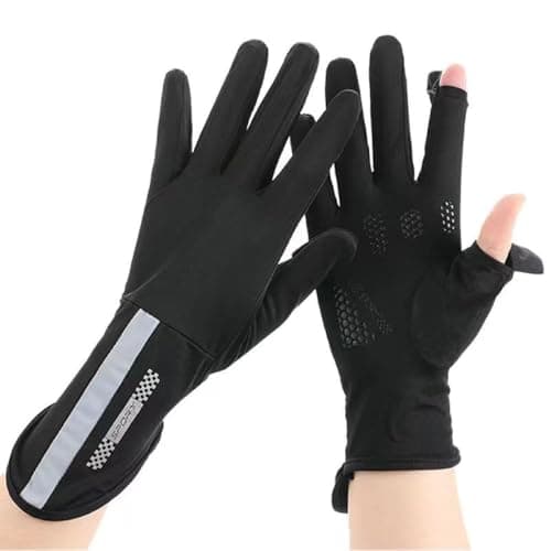 Gopendra Hand Gloves for Bike Riding for Women Sun Protection & Anti-Skid, Breathable, Open Finger Touch Screen, Driving, Cycling, Summer Cooling (Black, Hand Gloves)
