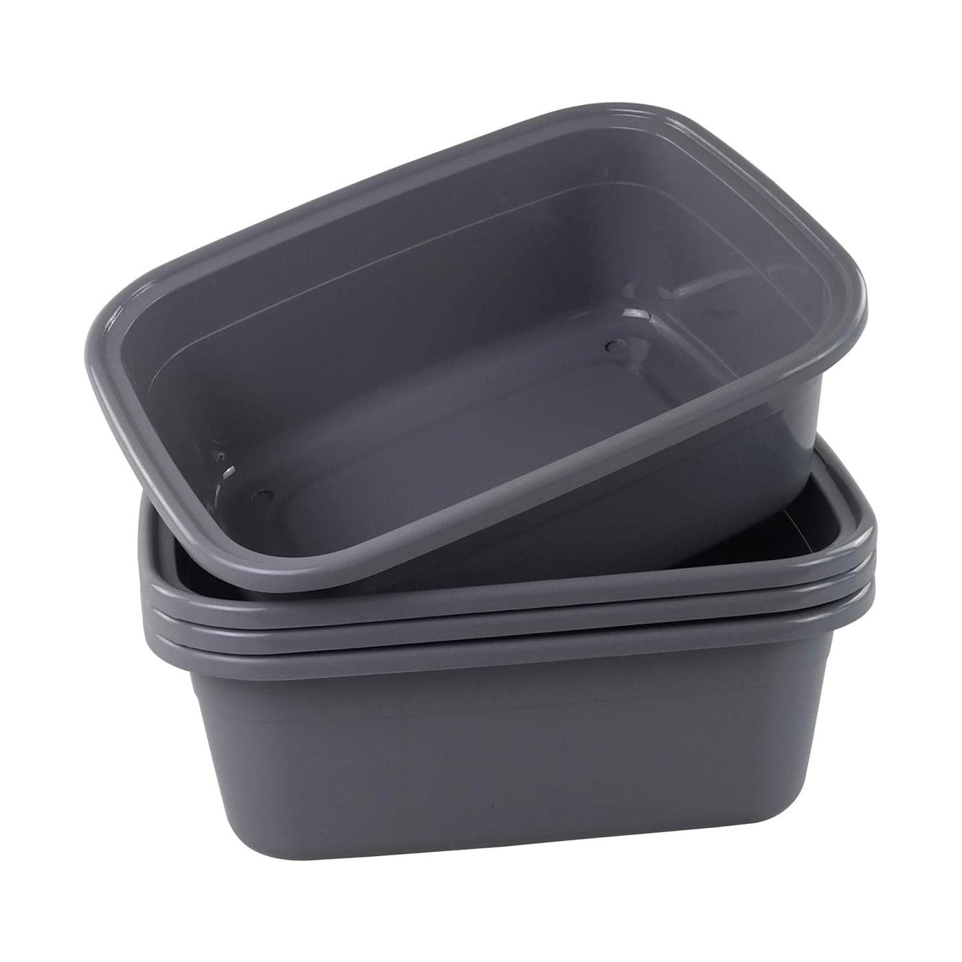 Begale 16 Quart Rectangular Plastic Wash Basins 4Pack Dish Pan Gray