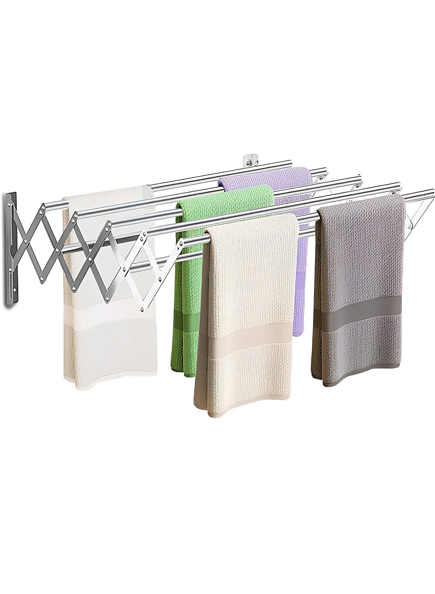 Wall Mountedclothes Drying Rack Foldable, Rust Resistant Accordion Retractable Drying Rack,Laundry/Bathroom Tower Towel Rack, Portable Clothes Drying Rack