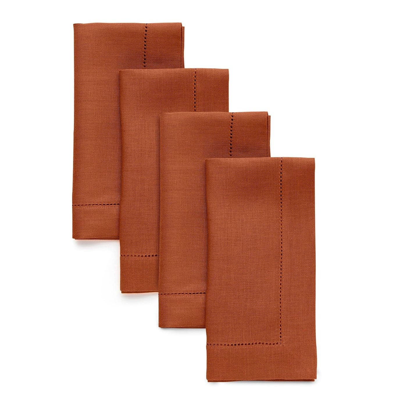 Solino Home Linen Napkins Set of 4 Classic Hemstitch 100 Pure Linen Cinnamon Dinner Napkins Cloth 20 x 20 Inch for Fall Autumn Halloween Thanksgiving Handcrafted and Machine Washable