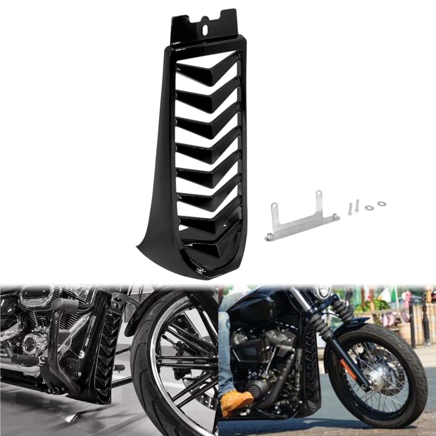 HCmotorku Motorcycle Front Chin Fairing Spoiler Lower Radiator Cover Fit for Harley Softail Street Bob Fat Bob Breakout FXBB FXFB FXBR FXBRS 20182024 Gloss Black