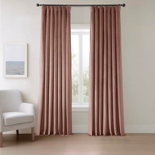 HPD Half Price Drapes Heritage Plush Velvet Curtains 84 Inches Long Room Darkening Curtains for Bedroom & Living Room 50W x 84L, (1 Panel), Wild Rose