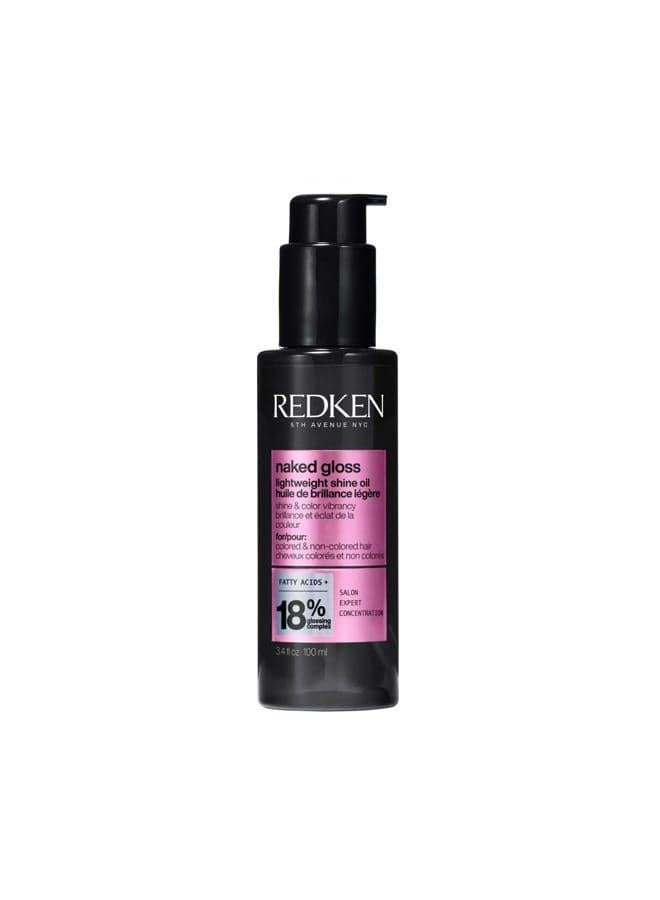 Naked Gloss Shine Hair Oil - Adds Shine and Controls Frizz, Infused with Omega-9, Lightweight Heat Protectant, For Color-Treated Hair