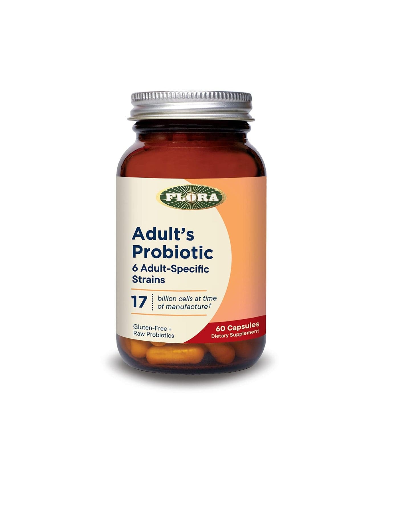 Flora Adults Probiotic Vegetarian Daily Probiotic for Gut Digestive Health Includes Lactobacillus Bifidobacterium 17 Billion CFU GlutenFree Keep Chilled 60 Capsules