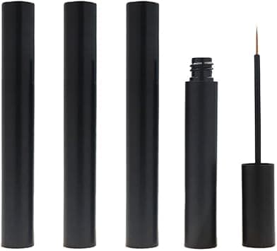 4 Pcs Matte Black 5ml Aluminum Eyeliner Tubes Refillable Empty Eyelash Growth Liquid Bottle Containers Eyeliner Vials Tube with Brush for Eyelash Growth Serum False Eyelash Glue and DIY Cosmetics