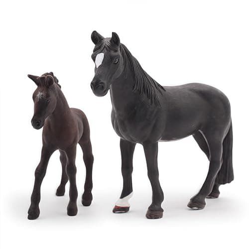 GeminiGenius Horses Toy for Kids Farm Horse Animal Playset Stallion with Horse Cub Family Action Figures Party Favors Supplies Party Cupcake Toppers Birthday Gifts for Kids