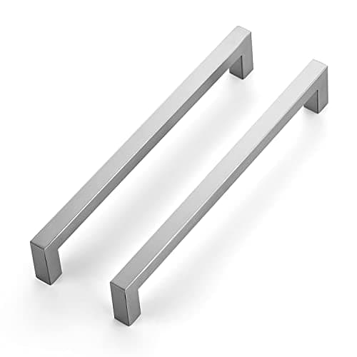 Ravinte 20 Pack 8 Inch Square Cabinet Handles - Satin Nickel & Brushed Nickel Drawer Pulls - Kitchen Cabinet Hardware