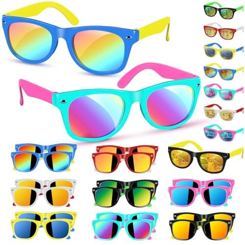 AGGKKY 16 Pack Kids Sunglasses Bulk Party Favors Neon Toddler Sunglasses Bulk for Age 37 Boys Girls with UV400 Protection for Party Favors