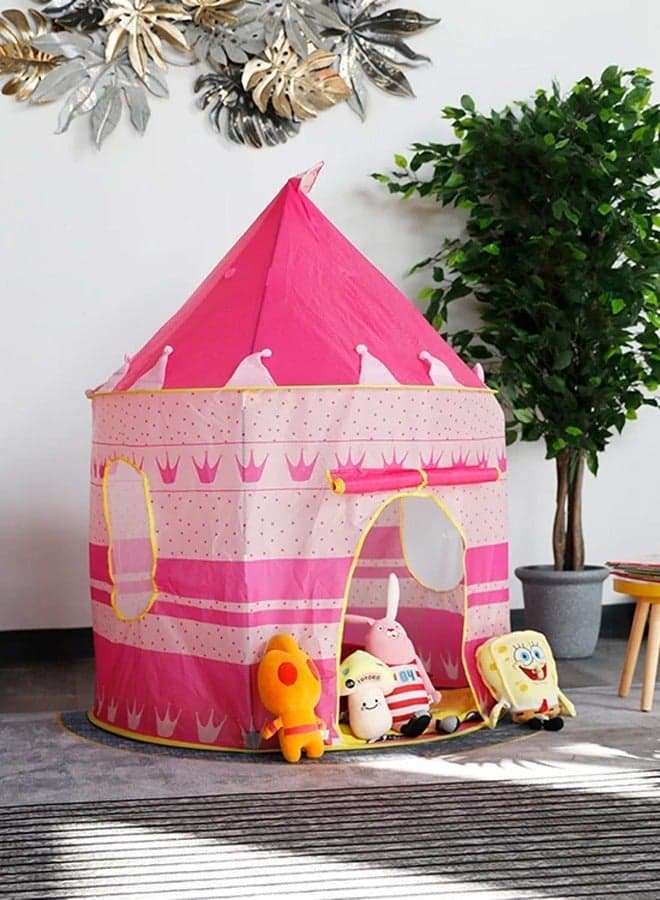 High-Quality, Portable And Foldable Castle Tent House For Toddlers, Pink