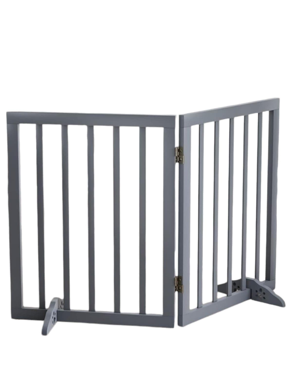 The Menifest | Wooden Freestanding Foldable Pet Gate for Dogs, Over Fence, Dog Partition for Your pet and Baby Protection (Grey, 2-Panel)