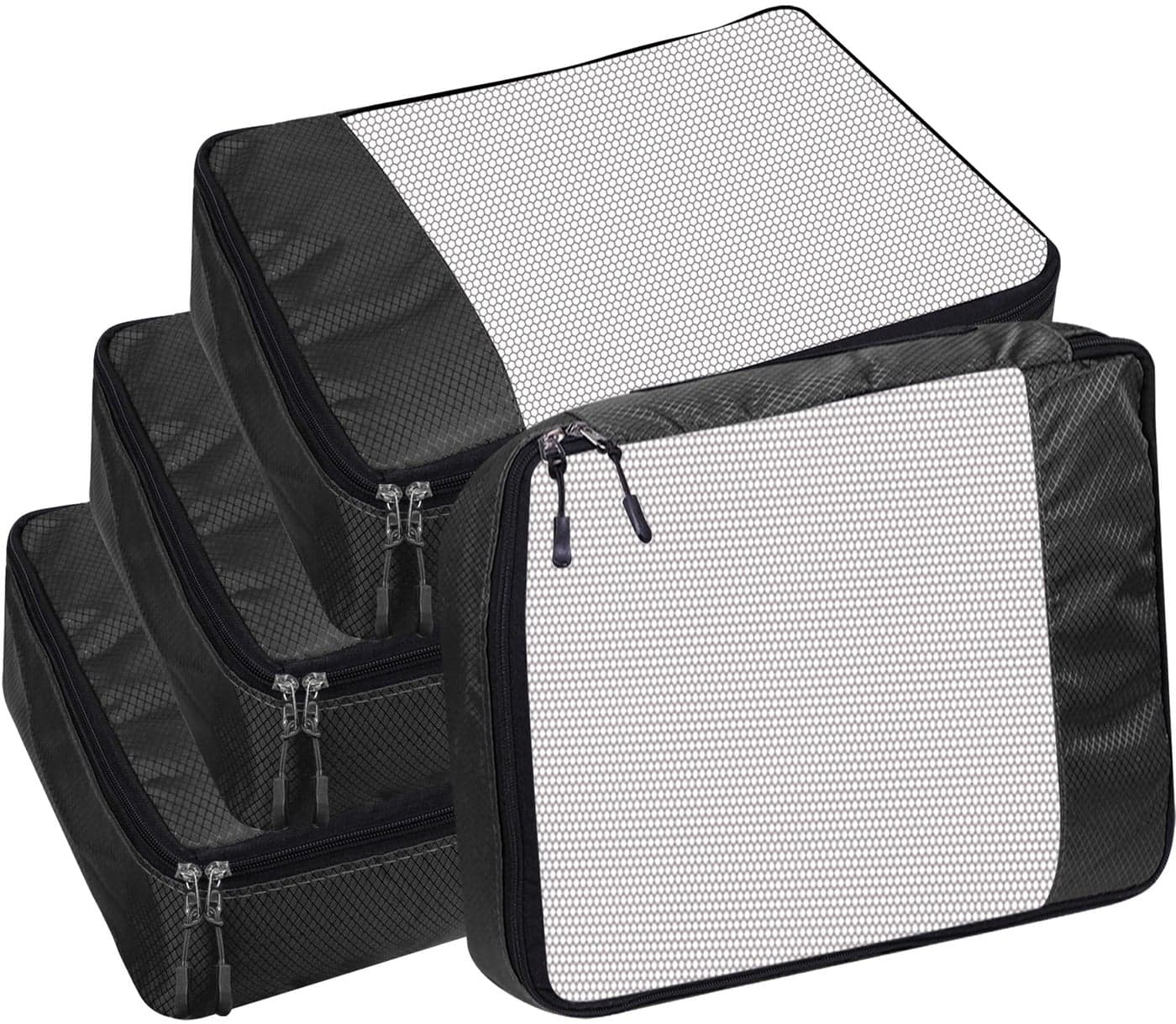 OxbOw Travel Organizer Pouch, Packing Cubes For Travel, Cloth Organizer For Travel, Suitcase Organizer For Travelling, Packing Bags For Travelling (Black, Large- Pack of 4)