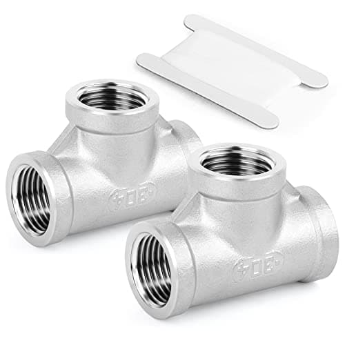 TAISHER 2PCS Stainless Steel Tee Pipe Fittings, 3/8" x 3/8" x 3/8" NPT Female Pipe Fittings