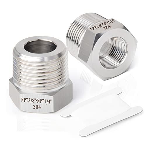 TAISHER 5PCS Forging of 304 Stainless Steel Reducer Hex Bushing, 3/8" Male NPT to 1/4" Female NPT, Reducing Forging Pipe Adapter Fitting