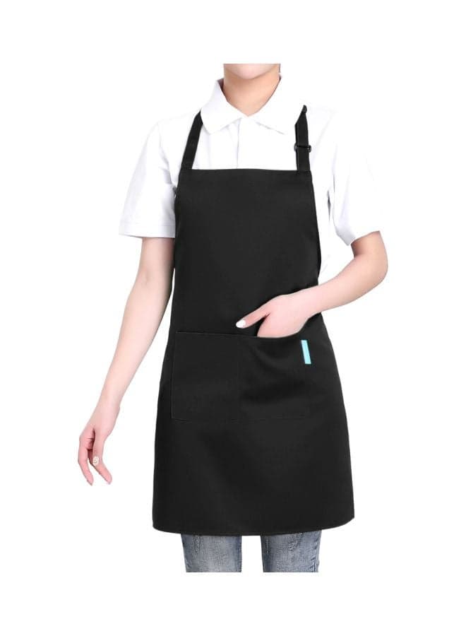2-Piece Cooking Apron With Adjustable Neck Belt Black 66x66x75centimeter